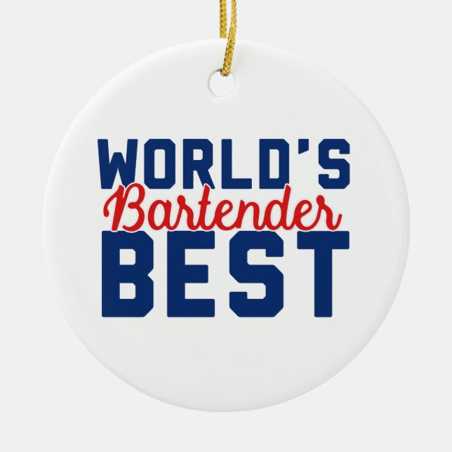World's Best Bartender Ceramic Tree Decoration (Front)