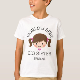 Worlds best big sister brown hair personalised T-Shirt