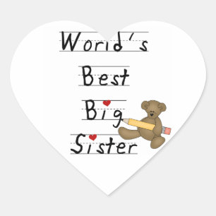 World's Best Big Sister Gifts Heart Sticker