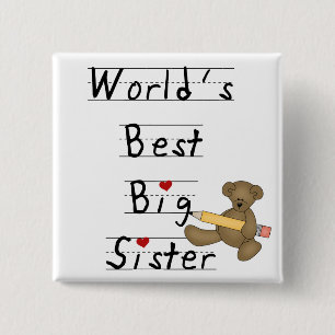World's Best Big Sister Tshirts and Gifts 15 Cm Square Badge
