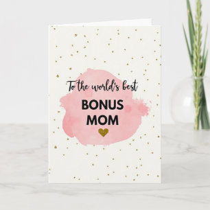 Worlds Best Bonus Mom Gold Confetti Card