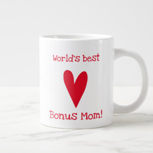 World's Best Bonus Mum!   Red Heart Mother's Day Large Coffee Mug