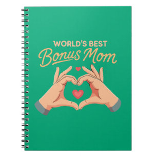 World's Best Bonus Mum Stepmom Heart Hands Gift Notebook
