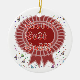 Worlds Best Boss Award Ceramic Ornament