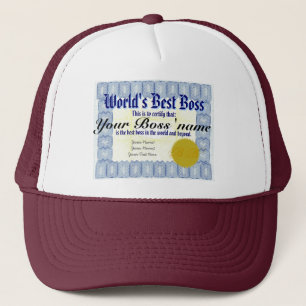 World's Best Boss Certificate Trucker Hat