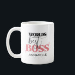 Worlds Best Boss Coffee Mug<br><div class="desc">Worlds Best Boss coffee mug,  featuring a hint of pink and easy to customise. The perfect secret santa gift or stocking filler this christmas!</div>