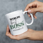 Worlds Best Boss Coffee Mug<br><div class="desc">"Gift the ultimate boss with our stylish Worlds Best Boss coffee mug. With Green font, this mug is not only eye-catching, but also fully customisable to make it a one-of-a-kind present. Whether for a birthday, leaving gift, secret santa exchange or a stocking stuffer for Christmas, this mug is sure to...</div>