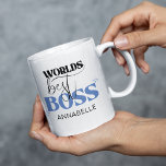 Worlds Best Boss Coffee Mug<br><div class="desc">Worlds Best Boss coffee mug,  featuring a hint of blue and easy to customise. The perfect secret santa gift or stocking filler this christmas!</div>