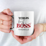 Worlds Best Boss Coffee Mug<br><div class="desc">Worlds Best Boss coffee mug, featuring a hint of red and easy to customise. The perfect secret santa gift or stocking filler this christmas!</div>