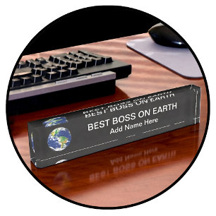 World's Best Boss Earth Planet Desk Name Plate
