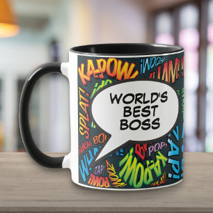 World's Best Boss Fun Retro Comic Book Pop Art Mug