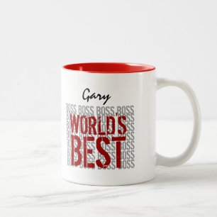 World's Best Boss Grunge Lettering Custom Name B27 Two-Tone Coffee Mug