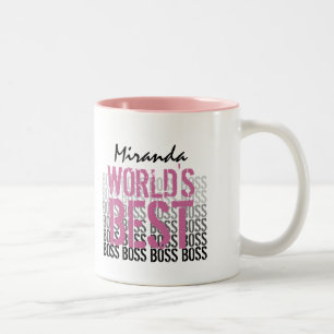 World's Best Boss Grunge Lettering Pink 008 Two-Tone Coffee Mug