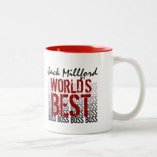 World's Best Boss Grunge Lettering Red 010 Two-Tone Coffee Mug