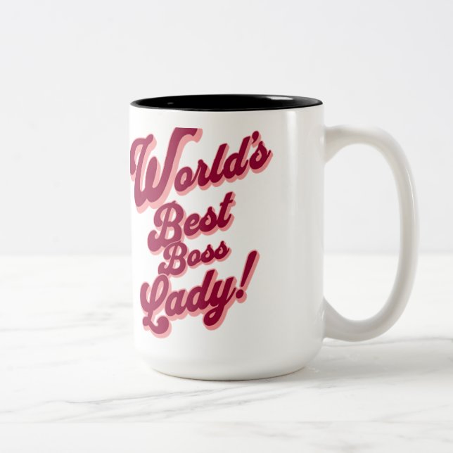 'World's best boss lady'  Two-Tone Coffee Mug (Right)