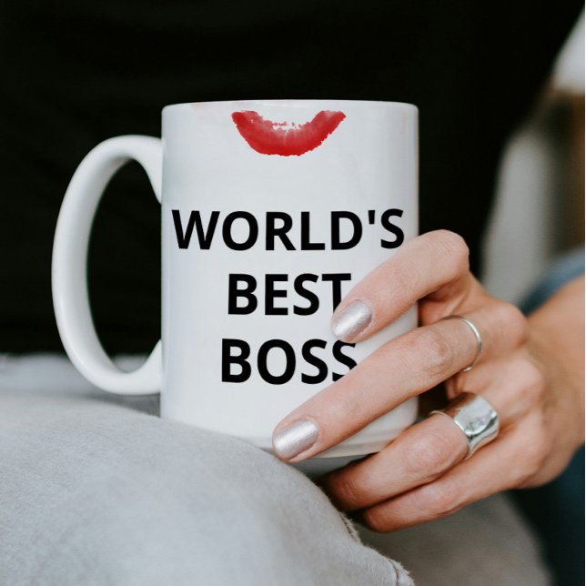 World's Best Boss Lipstick Gift for Her Coffee Mug (World's Best Boss Mug - Gift for Boss Lady)