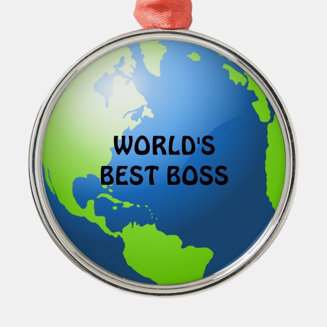 World's Best Boss Metal Tree Decoration (Front)