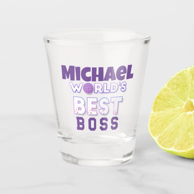 World's Best Boss Thank You Custom Name Shot Glass (Front)