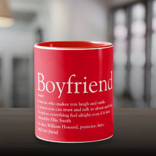 World's Best Boyfriend Ever Definition Red Two-Tone Coffee Mug