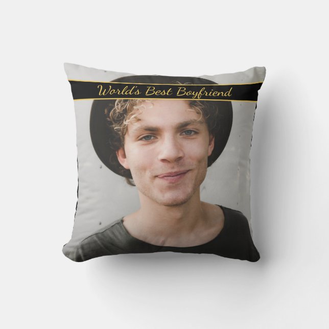 World's Best Boyfriend Photo  Throw Pillow (Front)