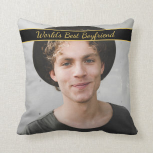 World's Best Boyfriend Photo Throw Pillow