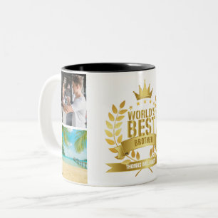 World's Best Brother 4 Photo Collage Two-Tone Coffee Mug