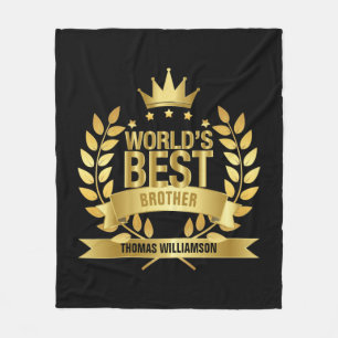 World's Best Brother Black and Gold Fun Fleece Blanket