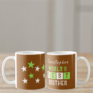 World's Best Brother name stars brown Coffee Mug
