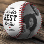 World's Best Brother Photo Baseball<br><div class="desc">Personalised sibling baseball gift featuring the name of the recipient,  the saying "world's best brother",  a cute red heart,  and the name of who it's from. Plus 2 photos for you to customise with your own to make this an extra special gift.</div>