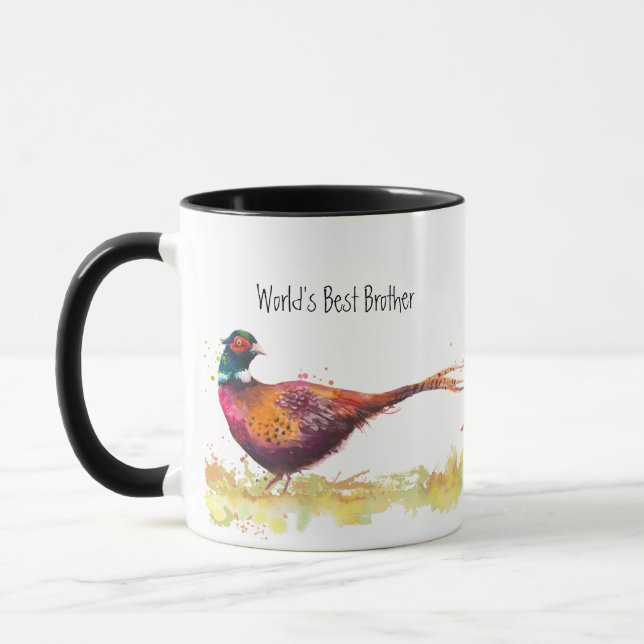 World's Best Brother Ring Necked Pheasant Bird Mug (Left)