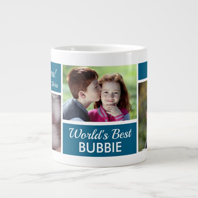 World's Best Bubbie Photo Collage Giant Coffee Mug (Front)