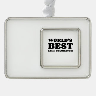 WORLD'S BEST CAKE DECORATOR SILVER PLATED FRAMED ORNAMENT