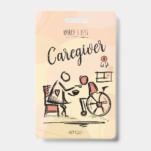 World's Best Caregiver & Person in Wheelchair ID Badge