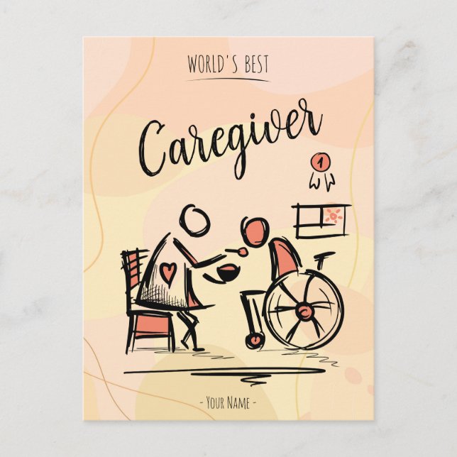 World's Best Caregiver & Person in Wheelchair Postcard (Front)