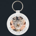 World's Best Cat Dad Classic Simple Photo Key Ring<br><div class="desc">This simple and classic design is composed of serif typography and add a custom photo.</div>