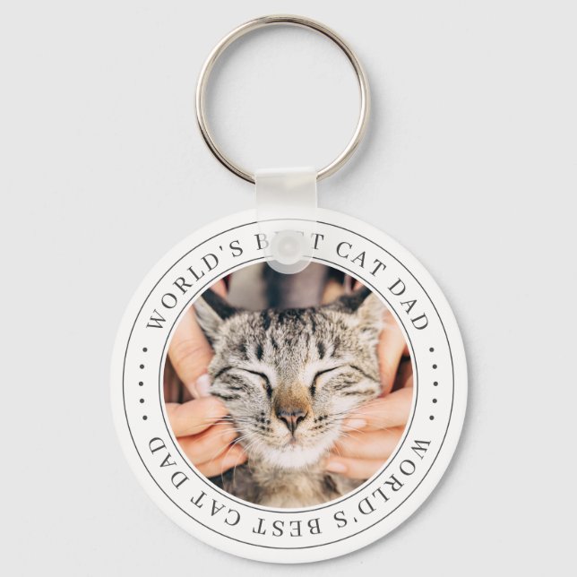 World's Best Cat Dad Classic Simple Photo Key Ring (Front)