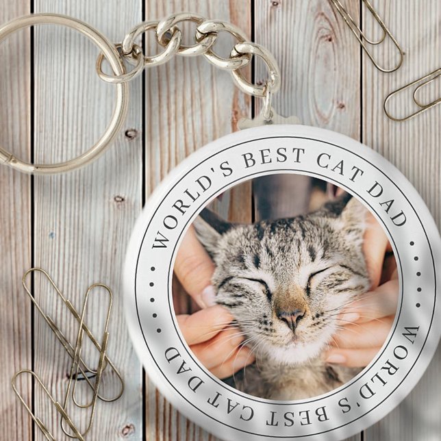 World's Best Cat Dad Classic Simple Photo Key Ring (Creator Uploaded)