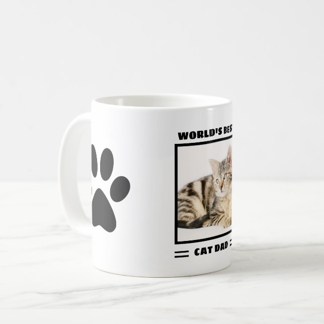 World's Best Cat Dad Custom Photo Personalised Coffee Mug (Front Left)