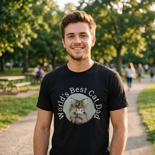 World's Best Cat Dad Elegant Simple Custom Photo T-Shirt