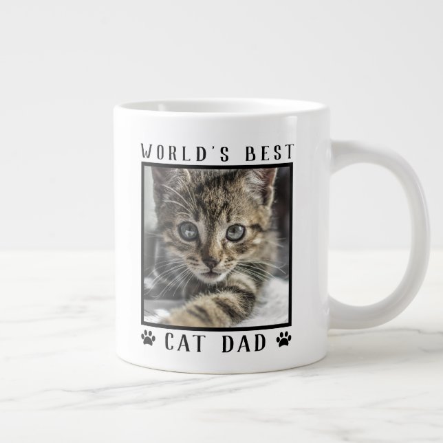 World's Best Cat Dad Paw Prints Pet Photo Large Coffee Mug (Right)