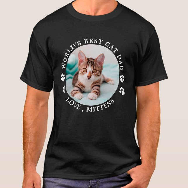 World's Best Cat Dad Personalised Cute Pet Photo T-Shirt (Creator Uploaded)