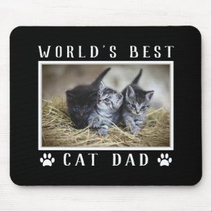 World's Best Cat Dad Photo Paw Prints Black Mouse Pad