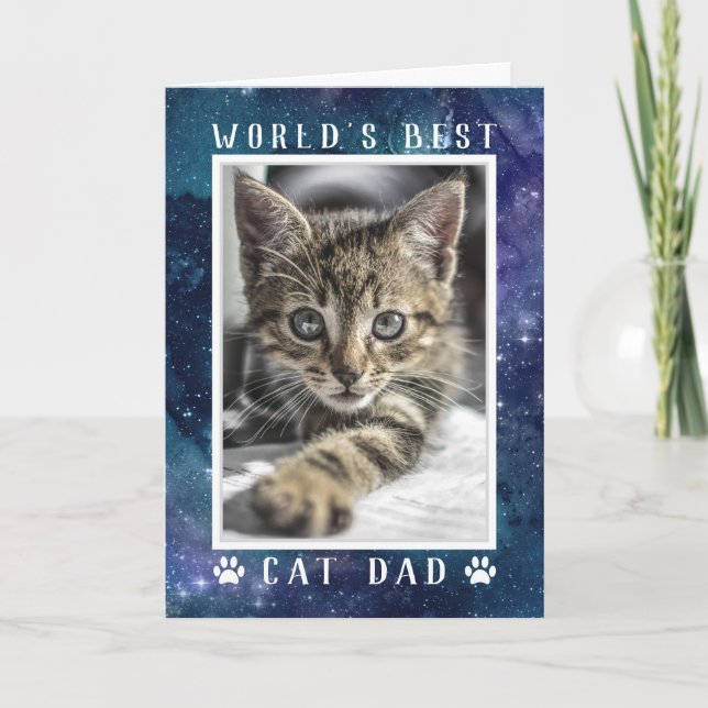 World's Best Cat Dad Photo Space Custom Birthday Card (Front)