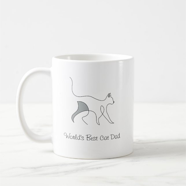 World's Best Cat Dad Simple Elegant Personalised Coffee Mug (Left)