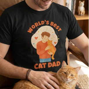 World's Best Cat Dad Watercolor Custom Photo T-Shirt