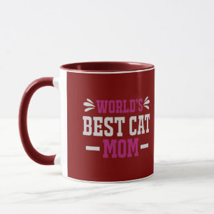 World's Best Cat Mom Modern Typographic Burgundy M Mug