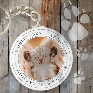 World's Best Cat Mum Classic Simple Photo Key Ring