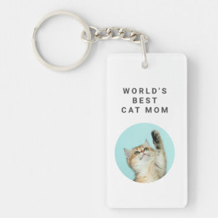 World's Best Cat Mum Custom Funny 2 Cute Photos Key Ring