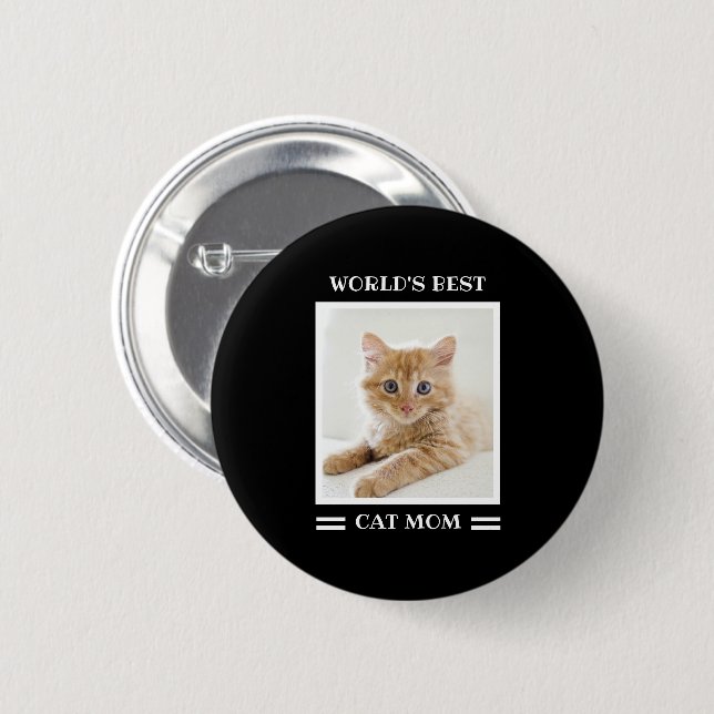 World's Best Cat Mum Custom Photo Personalised 6 Cm Round Badge (Front & Back)