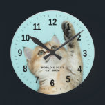 World's Best Cat Mum Custom Photo Round Clock<br><div class="desc">World's Best Cat Mum Custom Funny Pet Photos clock</div>